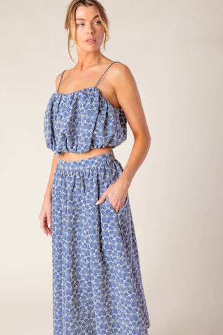 THE BEAUTY OF NOW WOVEN EYELET TOP AND SKIRT SET - By Baano