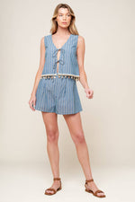 SONGS OF THE SKY WOVEN TOP AND SHORTS SET - By Baano