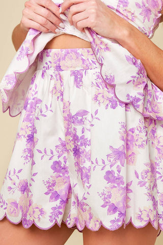 DARING DIVA LAVENDER WOVEN TOP AND SHORTS SET - By Baano
