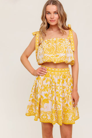 TWIG LIGHT NOIR WOVEN TOP AND SKIRT SET - By Baano