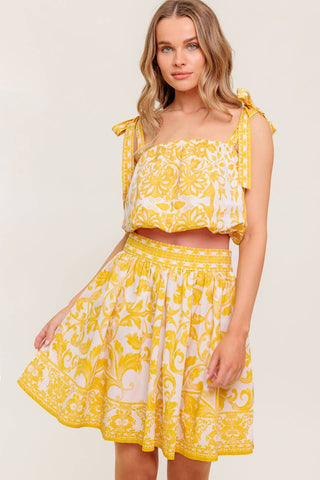 TWIG LIGHT NOIR WOVEN TOP AND SKIRT SET - By Baano