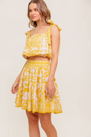 TWIG LIGHT NOIR WOVEN TOP AND SKIRT SET - By Baano