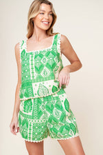 LANE SECRET GARDEN WOVEN TOP AND SHORTS SET - By Baano