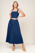SIMPLY THE VIBE DENIM TOP AND SKIRT SET - By Baano