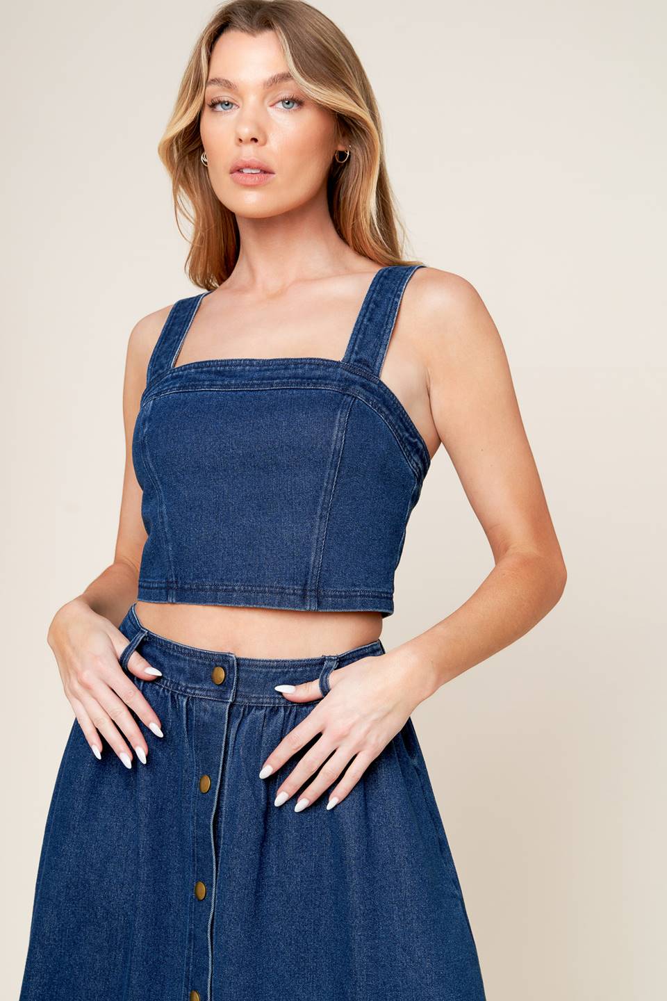 SIMPLY THE VIBE DENIM TOP AND SKIRT SET - By Baano