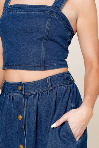 SIMPLY THE VIBE DENIM TOP AND SKIRT SET - By Baano