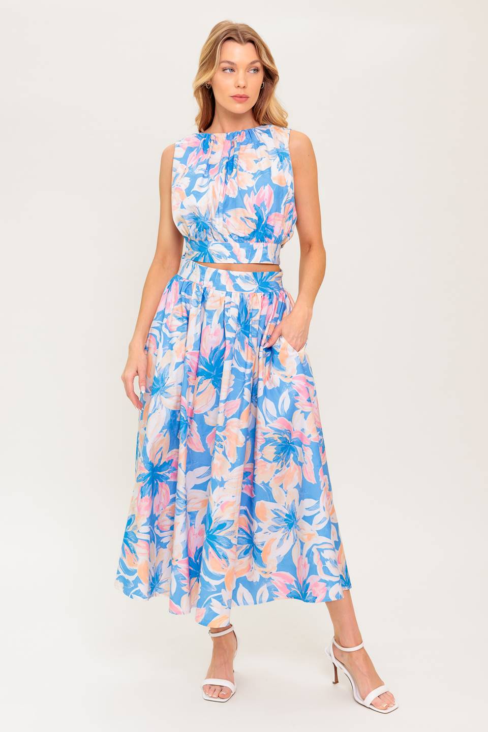 GOLDEN HOUR HARMONY WOVEN TOP AND SKIRT SET - By Baano