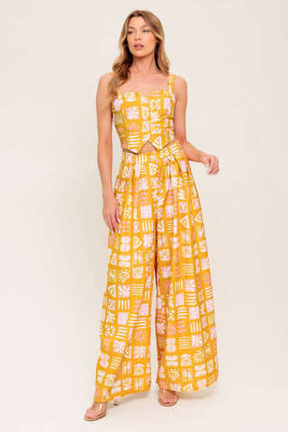 PRETTY MEADOW WOVEN TOP AND PANT SET - By Baano