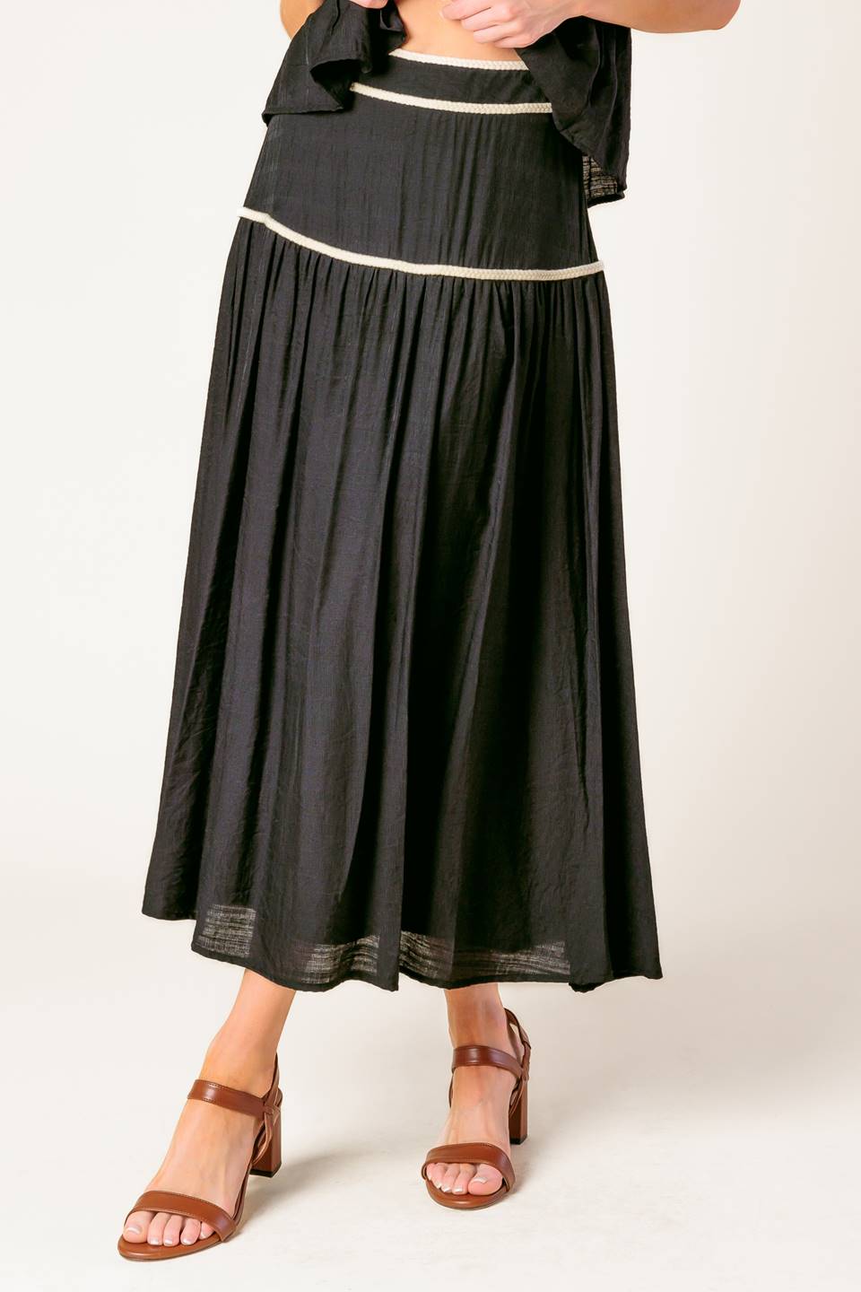 DIVIDE AND CONTOUR WOVEN TOP AND SKIRT SET - By Baano