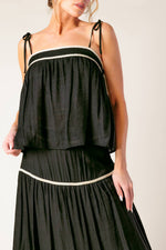 DIVIDE AND CONTOUR WOVEN TOP AND SKIRT SET - By Baano