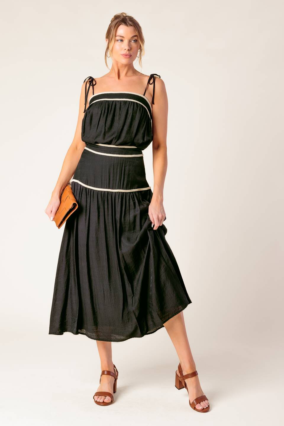 DIVIDE AND CONTOUR WOVEN TOP AND SKIRT SET - By Baano