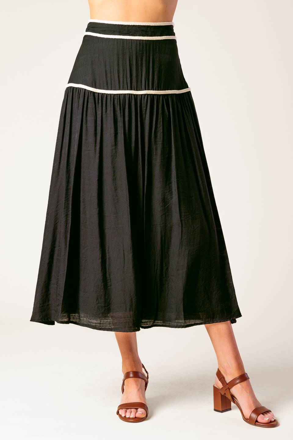 DIVIDE AND CONTOUR WOVEN TOP AND SKIRT SET - By Baano