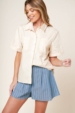 LAYTON CREAM WOVEN TOP - By Baano