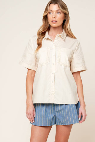 LAYTON CREAM WOVEN TOP - By Baano