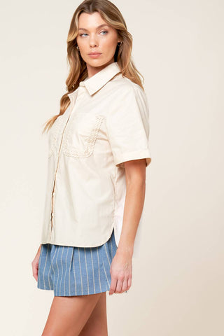 LAYTON CREAM WOVEN TOP - By Baano