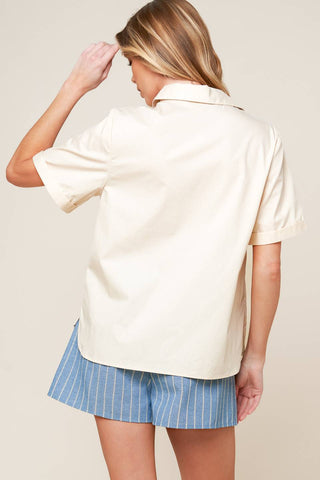 LAYTON CREAM WOVEN TOP - By Baano