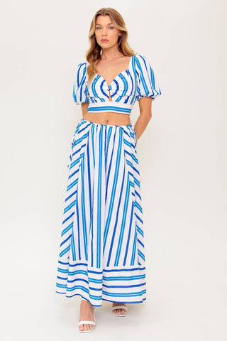 GARDEN WHISPERS WOVEN TOP AND SKIRT SET - By Baano