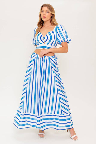 GARDEN WHISPERS WOVEN TOP AND SKIRT SET - By Baano
