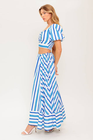 GARDEN WHISPERS WOVEN TOP AND SKIRT SET - By Baano