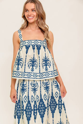 FLORAL RHYTHM WOVEN TOP AND SKIRT SET - By Baano