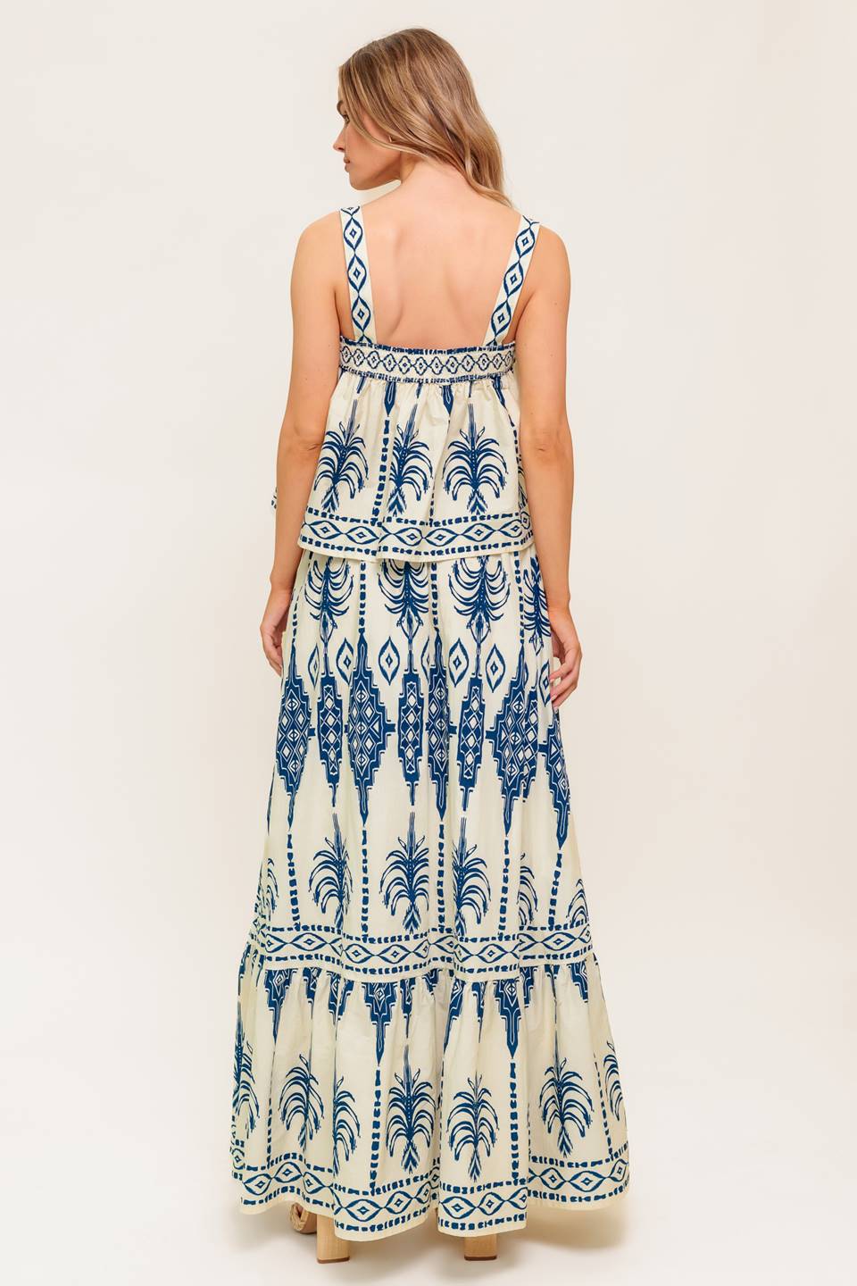 FLORAL RHYTHM WOVEN TOP AND SKIRT SET - By Baano