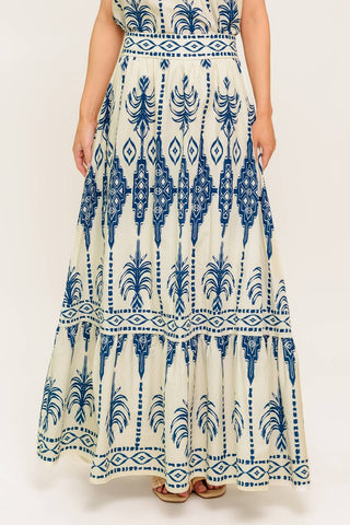 FLORAL RHYTHM WOVEN TOP AND SKIRT SET - By Baano
