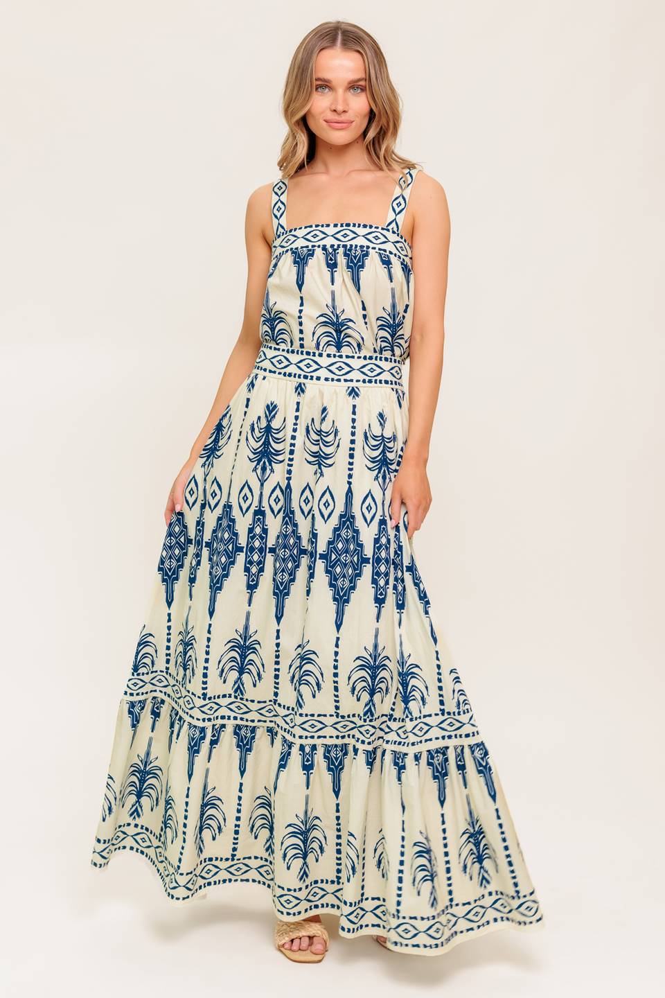 FLORAL RHYTHM WOVEN TOP AND SKIRT SET - By Baano