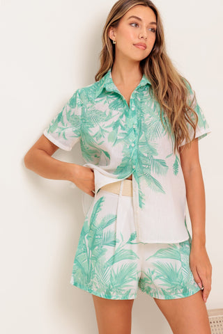 GARDEN LIGHT WOVEN TOP AND SHORT SET - By Baano