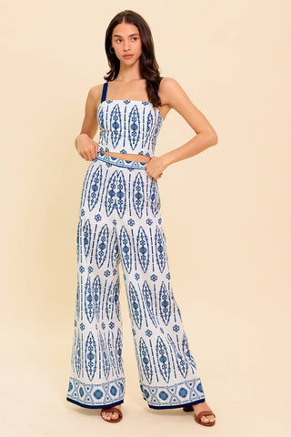MODERN APPROACH NAVY WOVEN TOP AND PANT SET - By Baano