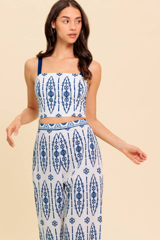 MODERN APPROACH NAVY WOVEN TOP AND PANT SET - By Baano