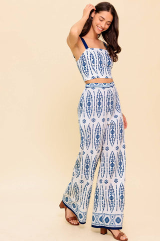 MODERN APPROACH NAVY WOVEN TOP AND PANT SET - By Baano