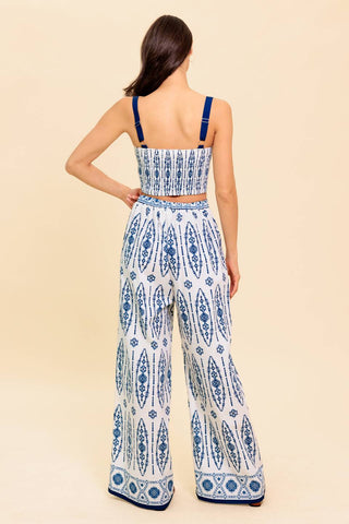 MODERN APPROACH NAVY WOVEN TOP AND PANT SET - By Baano