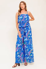 CHERISHED KISS BLUE WOVEN TOP AND PANTS SET - By Baano