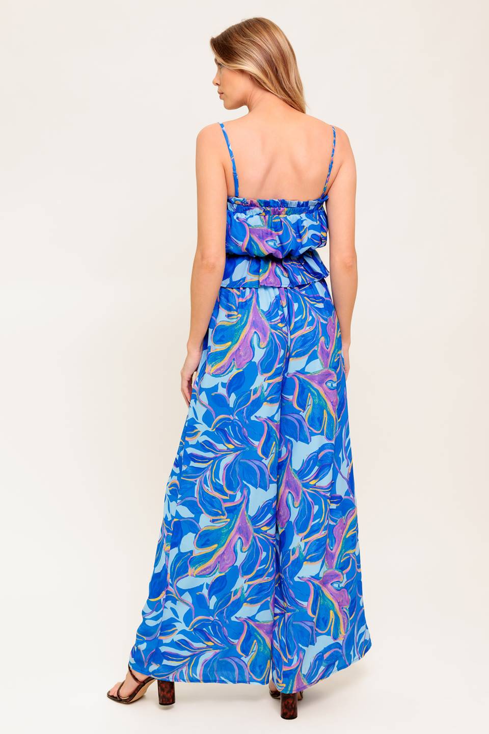 CHERISHED KISS BLUE WOVEN TOP AND PANTS SET - By Baano