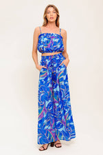 CHERISHED KISS BLUE WOVEN TOP AND PANTS SET - By Baano