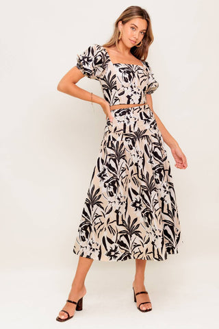 NEUTRAL ZONE WOVEN TOP AND SKIRT SET - By Baano