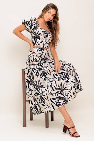 NEUTRAL ZONE WOVEN TOP AND SKIRT SET - By Baano