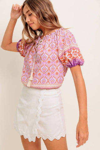 WHISPERING LAVENDER WOVEN TOP - By Baano