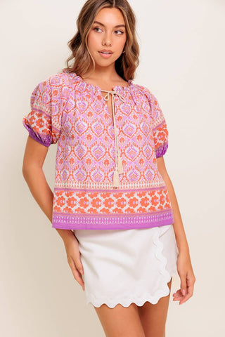 WHISPERING LAVENDER WOVEN TOP - By Baano