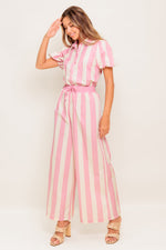 WINK & WALK STRIPE WOVEN TOP AND PANT SET - By Baano