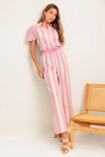 WINK & WALK STRIPE WOVEN TOP AND PANT SET - By Baano