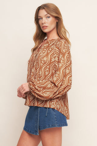 ANGELIC SWEETIE BROWN WOVEN TOP - By Baano