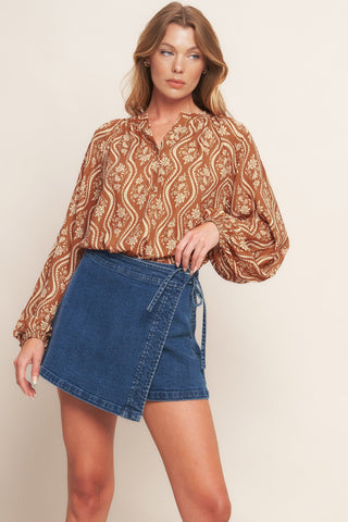 ANGELIC SWEETIE BROWN WOVEN TOP - By Baano