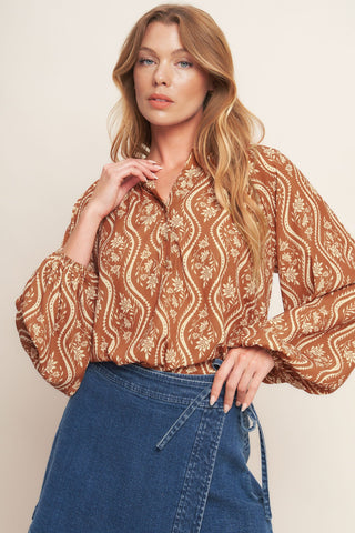 ANGELIC SWEETIE BROWN WOVEN TOP - By Baano