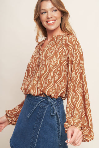 ANGELIC SWEETIE BROWN WOVEN TOP - By Baano