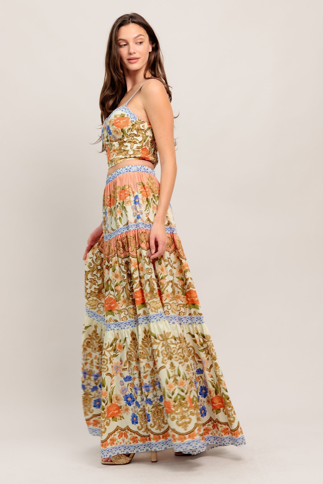 SWEET MEADOW MEMORIES WOVEN TOP AND SKIRT SET Flying Tomato