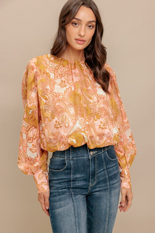 PAISLEY BREEZE  WOVEN JACQUARD TOP - By Baano