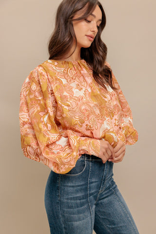 PAISLEY BREEZE  WOVEN JACQUARD TOP - By Baano