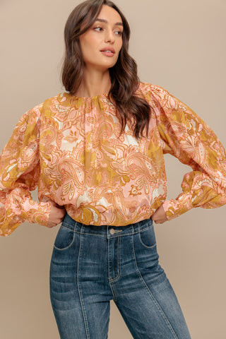 PAISLEY BREEZE  WOVEN JACQUARD TOP - By Baano