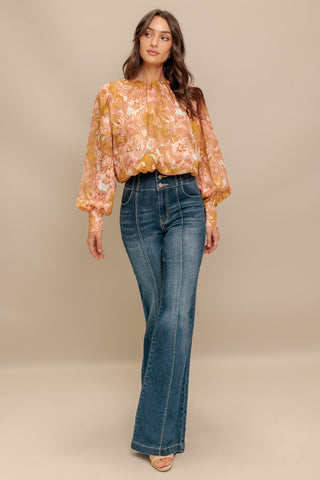 PAISLEY BREEZE  WOVEN JACQUARD TOP - By Baano